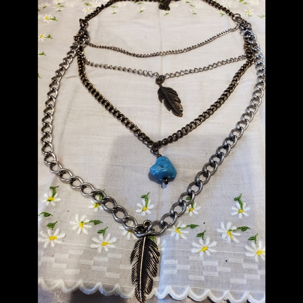 Multi Chains bronze and silver Indian necklace